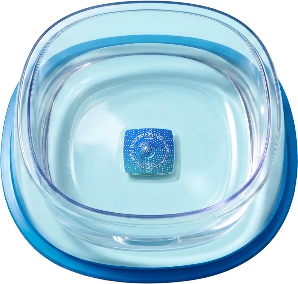 MOLECULE 800 ml clear bowl with a blue base and central H2Q module